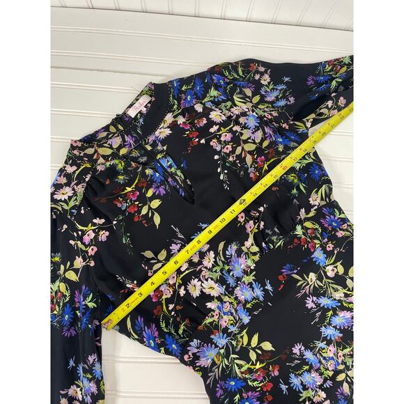 Parker Silk Ruffle Chrissy Floral Mini Dress Multicolor Keyhole Neck Silk Size M - Picture 4 of 10